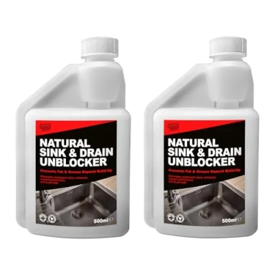 Image of One Chem Professional Natural Sink and Drain Unblocker 2 x 500ml, Indoor/Outdoor Use, Enzymes, Biodegradable, Safe for Septic Tanks