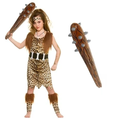 Image of My Illusions Kids Caveboy Costume Cavegirl Fancy Dress Prehistoric World Book Day Halloween Outfit (Cavegirl XL 11 13 Years)