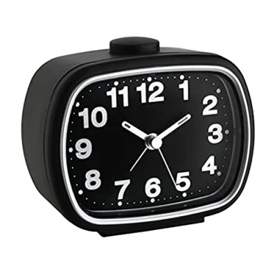 Image of TFA Dostmann Analogue Alarm Clock, 60.1017.01, Retro Design, Backlight, Black, (L) 110 x (B) 60 (H) 92 mm