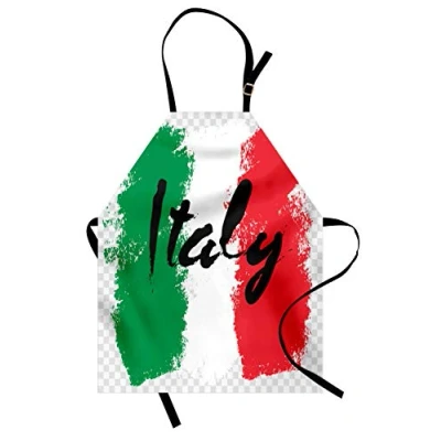Image of ABAKUHAUS Italy Apron, Italian Flag Colorful Grunge, Unisex Kitchen Bib Apron with Adjustable Neck for Cooking Baking Gardening, Multicolor