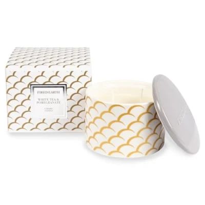 Image of Fired Earth by Wax Lyrical Large Candle White Tea &amp; Pomegranate