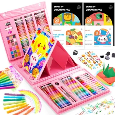 Image of Shuttle Art 335 Pieces Set for Kids, Painting Sets Children, Kit with Colouring Books, Pencils, Pastels, Crayons, Watercolours, Markers, Drawing Kids 6 12, Supplies
