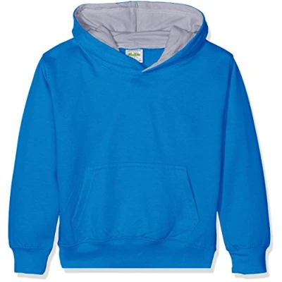 Image of AWDis Boy&#039;s KIDS VARSITY HOODIE Hoodie, Multicoloured (Sapphire Blue/Heather Grey), Large (Manufacturer Size: 9/11 Y)