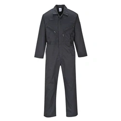 Image of Portwest C813 Men&#039;s Liverpool ‎Polycotton Lightweight Safety Coverall Boiler Suit Overalls Black, Large