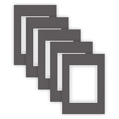 Image of nielsen Conservation Picture Mount Grey A4, 21x29.7cm to fit Image Size 13x18cm, Set of 5, Acid Free (pH Neutral) Protective Photo Mount, Structured Surface Graphite