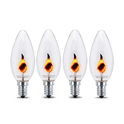 Image of Long Life Lamp Company 4 x 3w Flicker Flame Candle Light Bulb E14 SES Screw