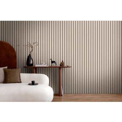 Image of A.S. Création Non Woven Wallpaper with Wall Panel Motifs 0,53 x 10,05 m Beige Grey Black Wood Look Made in Germany 786283