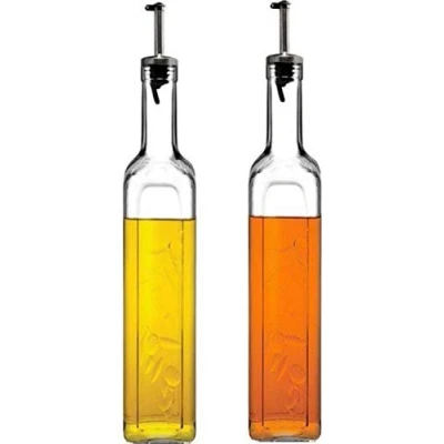 Image of Pasabahce 80229 Homemade Vinegar &amp; Oil Glass Carafe Set of 2, Dispenser Set, 500 ml Capacity