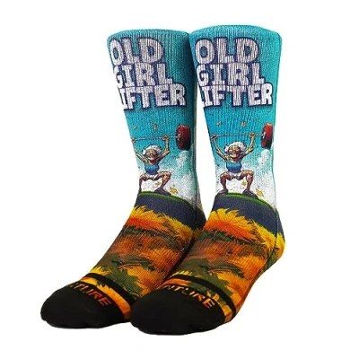 Image of Venture Old Girl Lifter Socks, Soft Athletic Ribbed Terry Loop Arch Support/Reinforced Heel and Toe. For Weightlifting Crossfit Gym (S M)