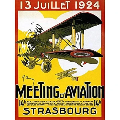 Image of Wee Blue Coo ADVERT EXHIBITION AIRSHOW PLANE BIPLANE VINTAGE STRASBOURG FRANCE PRINT 18x24 INCH LV735