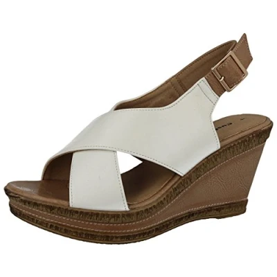 Image of Cushion Walk Ladies White Comfort Slingback Wedge Sandal, Size 7 / 40