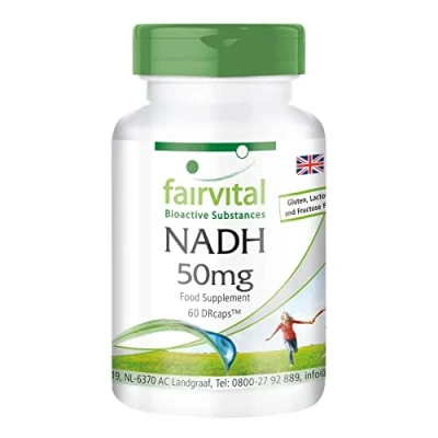 Image of Fairvital NADH 50mg Vegan HIGH Strength 60 Capsules Delayed Release Due to DRCaps
