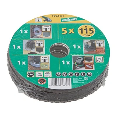 Image of wolfcraft starter set for Angle Grinder, Ø 115 mm, 5 Pcs. I 1663000 Practical working with metal and stone