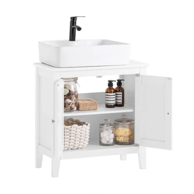 Image of SoBuy® FRG202 W, White Under Sink Bathroom Storage Cabinet with Doors, 60x30x62cm