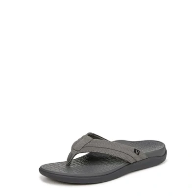 Image of Vionic Men&#039;s Mtide Ii Flip Flop, Charcoal Grey Leather, 6 UK