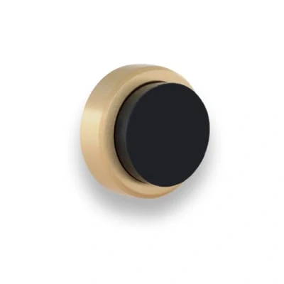 Image of EVI Herrajes Wall Mounted Door Stop,Matte Brass Black Rubber,24x14mm,I 205/24 MT