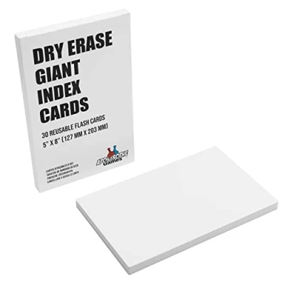 Image of Apostrophe Games Dry Erase Index Cards, Giant Reusable Flash Tuck Box Included (12.7 cm x 20.3 cm), 30 Board Game Study Guide Cards