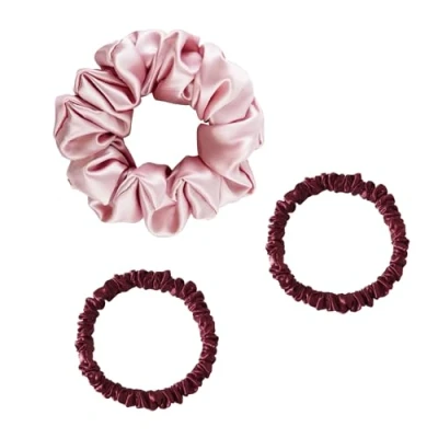 Image of townssilk Silk Hair Loop, 100% Pure Mulberry Silk, 22 Momme, friendly, Luxurious, Bouncy, Bobbles, Pack of 3 Combinations