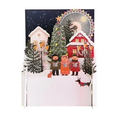 Image of Festive Xmas Carol Singers 3D Pop Up Christmas Greeting Card by Alljoy Cards XPOP030