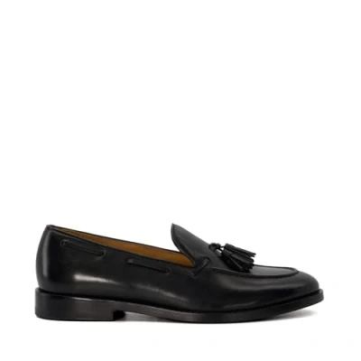 Image of Dune Mens Sanders Tassel Trimmed Loafers Size UK 9 Flat Heel Black