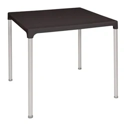 Image of Black Square Table with Aluminium Legs 750mm