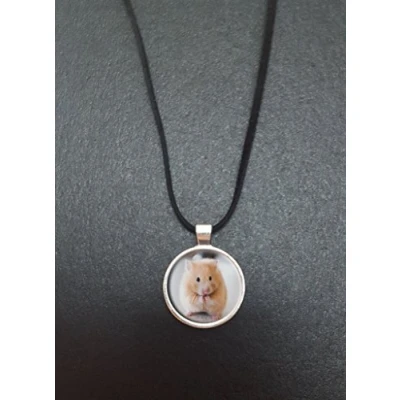 Image of Hamster Pendant On a 18&quot; Black Cord Necklace With Lobster Clasp Fastener Ideal Birthday Gift N50