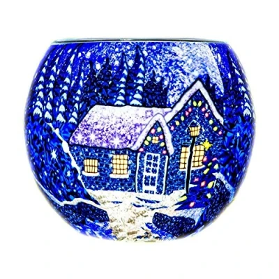 Image of Benaya Glass Nightlight Christmas Tealight Holder Winter Wonderland