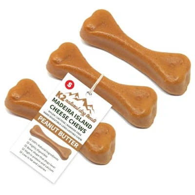 Image of K2 Natural Dog Treats Madeira Island Cheese Chews Highly Digestible Peanut Butter (S (Pack of 3))