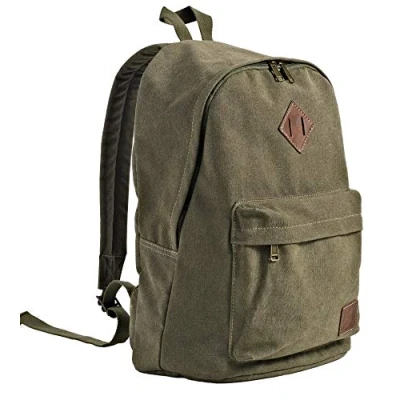 Image of seemeroad Canvas Vintage Backpack Lightweight Travel Daypack Laptop College Student Rucksack for Men Women (Army Green)