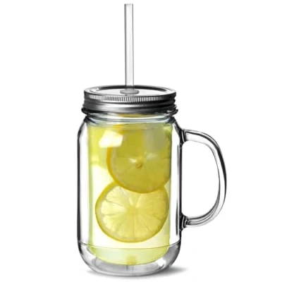 Image of bar@drinkstuff Double Wall Plastic Mason Drinking Jar Glasses 16oz / 470ml, XH PP17 S, Pack of 4