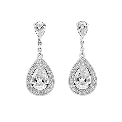 Image of Tuscany Silver Women&#039;s Sterling 9 mm Round White Cubic Zirconia Claw Stud Earrings