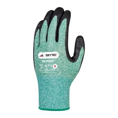 Image of Skytec Redeem Pack of 1 Green Recycled Polyester Lightweight Eco friendly Work Safety Gloves Medium
