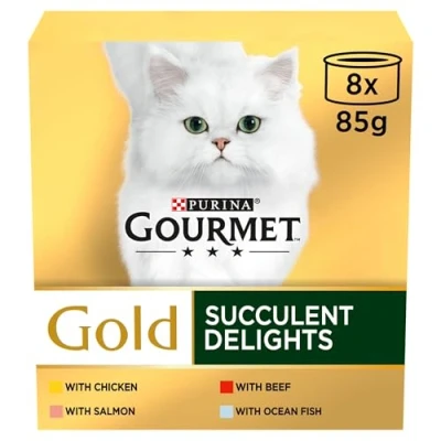 Image of Gourmet Gold Succulent Delights Adult Wet Cat Food Chicken 8x85g, Pack of 6