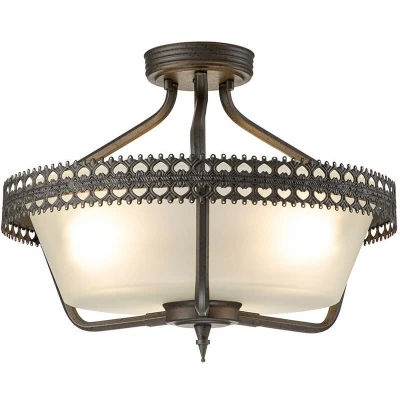 Image of Crown 3 Light Semi Flush Ceiling Pendant Iron, E27