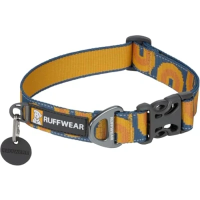 Image of RUFFWEAR Crag Dog Collar, Medium Collar with Aluminium V Ring, Adjustable Length Pet Comfortable Soft Premium Animal w. Lead Attachment 36 51cm, Canyon Oxbow