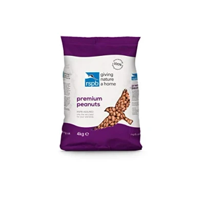 Image of RSPB R405615 Premium Peanuts 4Kg Wild bird Food, supporting Charity, Re sealable &amp; recyclable pouches, for use in Garden outdoors. Perfect Feeders, ground feeders tables, Brown