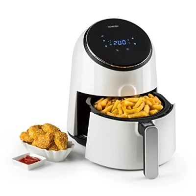 Image of Klarstein AirVital Hot Air Deep Fryer, 1300 Watts, 2.5 L Capacity, Fat Free Frying, Baking, Grilling, Toasting, 8 Programs, CeraPlus Non Stick Coating White