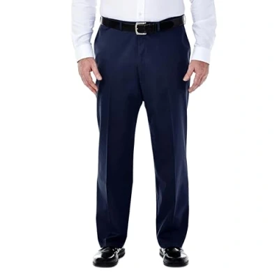 Image of Haggar Men&#039;s Premium No Iron Khaki Classic Fit Expandable Waist Flat Front Pant Reg. and Big &amp; Tall Sizes, Dark Navy, 56W x 30L