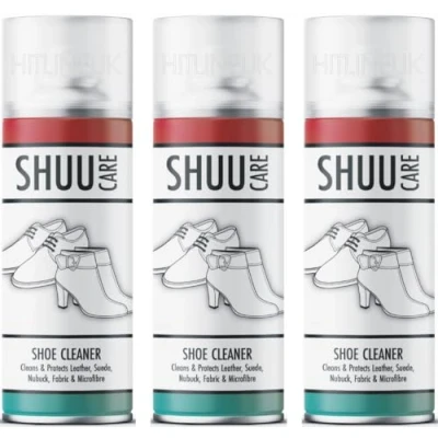 Image of HitlineUK 3 x 300ml Shuu Shoe Trainer Boot Spray Cleaner Fabric Leather Suede Nubuck Walking
