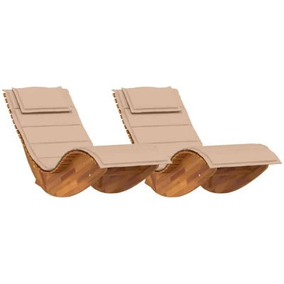 Image of vidaXL Rocking Sun Loungers with Cushions 2 pcs Solid Wood Acacia