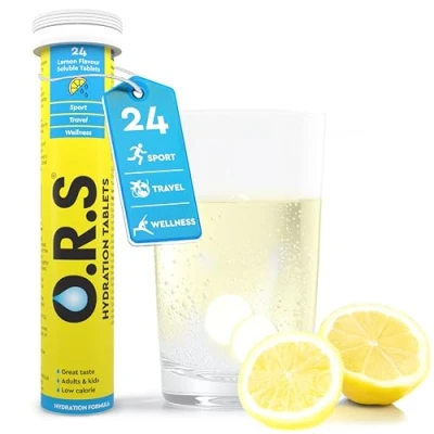 Image of O.R.S Hydration Tablets with Electrolytes, Vegan, Gluten and Lactose Free Formula Soluble Sports Natural Lemon Flavour, 24