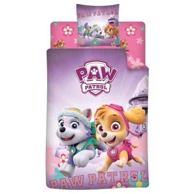 Image of Aymax Paw Patrol Pink 3 Piece Bedding Set Duvet Cover 140 x 200 cm + Pillowcase 63 Matching Fitted Sheet 90 190 with Stella and Everest