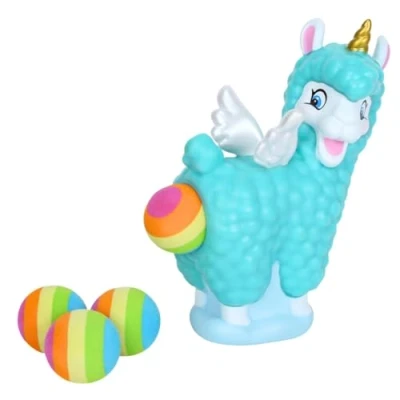 Image of Zing Popper Toy Launches Foam Balls Up to 20 Feet Fun Indoor and Outdoor Game for Kids Includes 4 (Llamacorn)