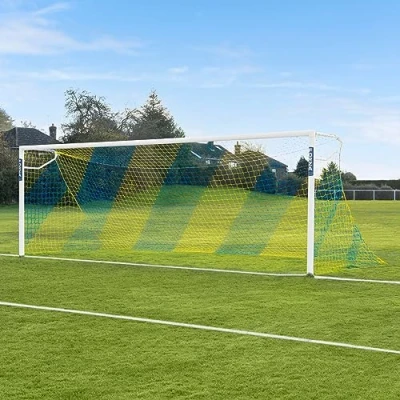 Image of FORZA 24ft x 8ft Full Size Striped Football Goal Net Replacement Nets [SINGLE] (Blue/Yellow)