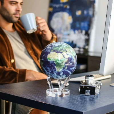 Image of MOVA Globe Outer Space Series Earth with Cloud 4.5&quot;&quot; Base, Solar Powered Rotating Globe, Unique Gift, Home and Office Decor for Men, Women, Kids
