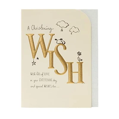 Image of UK Greetings Cute Christening Card for Him or Her A Wish, Multi