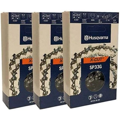 Image of Husqvarna Set of 3 OEM SP33G X Cut .325 .050 80DL 20&quot; Chain 581643680
