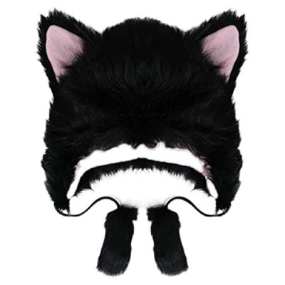Image of Eladcncmc Bear Ear Hat Earflap Plush Faux Cat Funny Skullies