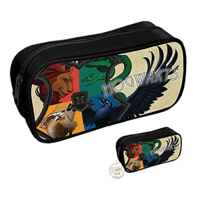 Image of HARRY POTTER Pencil Case (Intricate Hogwarts Houses Design) Gifts for Women, Men and Girls Boys Official Merchandise