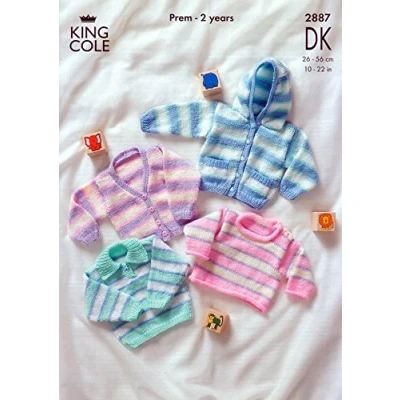 Image of King Cole Baby Jacket, Sweaters &amp; Cardigan Big Value Knitting Pattern 2887 DK